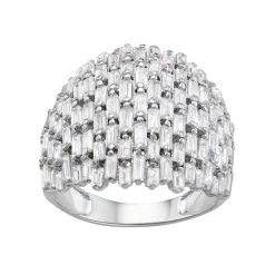 Designs By Gioelli Sterling Silver Cubic Zirconia Baguette Dome Ring