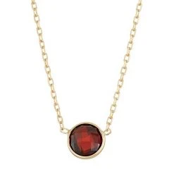 Designs By Gioelli 10k Gold Garnet Circle Pendant Necklace