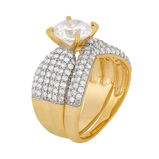 Designs By Gioelli Cubic Zirconia Engagement Ring Set In Sterling Silver 14k Gold Over Silver 4 Designs By Gioelli Cubic Zirconia Engagement Ring Set In Sterling Silver 14k Gold Over Silver - Image 2