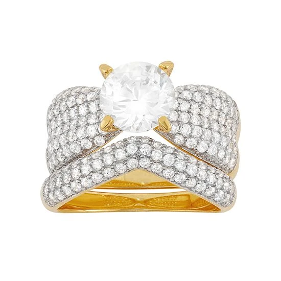 Designs By Gioelli Cubic Zirconia Engagement Ring Set In Sterling Silver 14k Gold Over Silver 6 Designs By Gioelli Cubic Zirconia Engagement Ring Set In Sterling Silver 14k Gold Over Silver - Image 4