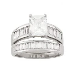 Designs By Gioelli Sterling Silver Cubic Zirconia Engagement Ring Set