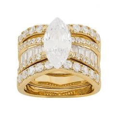 Designs By Gioelli Cubic Zirconia Marquise Engagement Ring Set In Sterling Silver