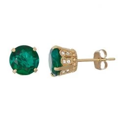 Designs By Gioelli 10k Gold Lab-Created Emerald & Diamond Stud Earrings