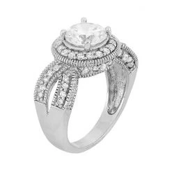Alternative view of Designs By Gioelli Sterling Silver Cubic Zirconia Halo Ring