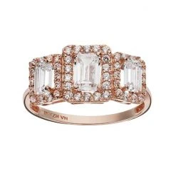 Designs By Gioelli Cubic Zirconia 10k Rose Gold Tiered Rectangle Ring