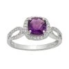 Designs By Gioelli Sterling Silver Amethyst And Lab-Created White Sapphire Halo Ring
