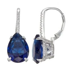 Designs By Gioelli Sterling Silver Simulated Gemstone Teardrop Leverback Earrings Simulated Blue Topaz