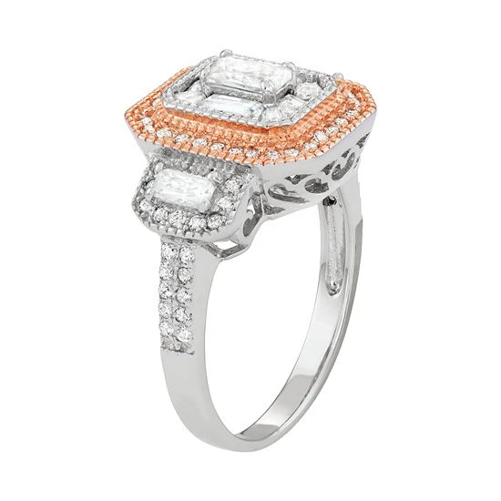 Designs By Gioelli Two Tone Sterling Silver Cubic Zirconia Cluster Halo Ring 4 Designs By Gioelli Two Tone Sterling Silver Cubic Zirconia Cluster Halo Ring - Image 2