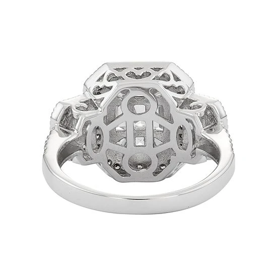 Designs By Gioelli Two Tone Sterling Silver Cubic Zirconia Cluster Halo Ring 5 Designs By Gioelli Two Tone Sterling Silver Cubic Zirconia Cluster Halo Ring - Image 3