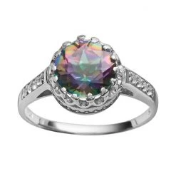 Designs By Gioelli Sterling Silver Rainbow Quartz And Lab-Created White Sapphire Crown Ring
