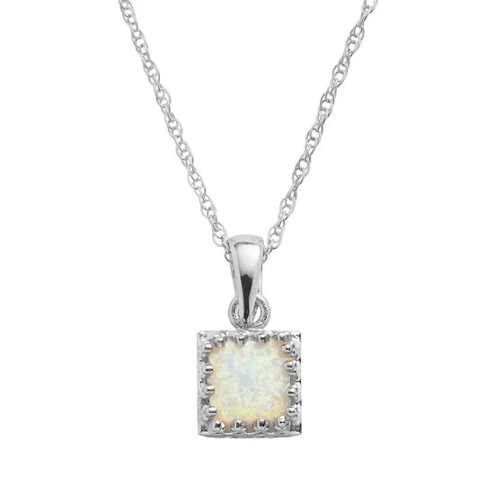 Designs By Gioelli Sterling Silver Lab-Created Opal Square Pendant 3 Designs By Gioelli Sterling Silver Lab-Created Opal Square Pendant