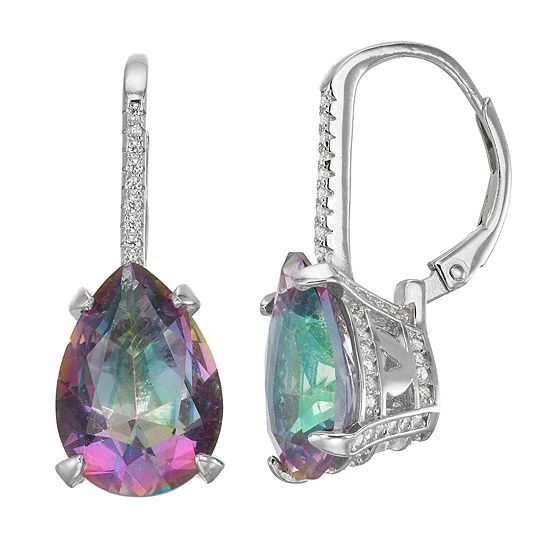Designs By Gioelli Sterling Silver Simulated Gemstone Teardrop Leverback Earrings Simulated Blue Topaz 5 Designs By Gioelli Sterling Silver Simulated Gemstone Teardrop Leverback Earrings Simulated Blue Topaz - Image 3