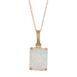 Designs By Gioelli 10k Gold Lab-Created Opal Rectangle Pendant Necklace