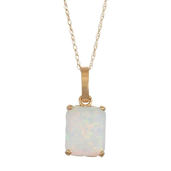 Designs By Gioelli 10k Gold Lab-Created Opal Rectangle Pendant Necklace 3 Designs By Gioelli 10k Gold Lab-Created Opal Rectangle Pendant Necklace
