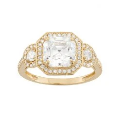 Designs By Gioelli 10k Gold Cubic Zirconia Halo Engagement Ring