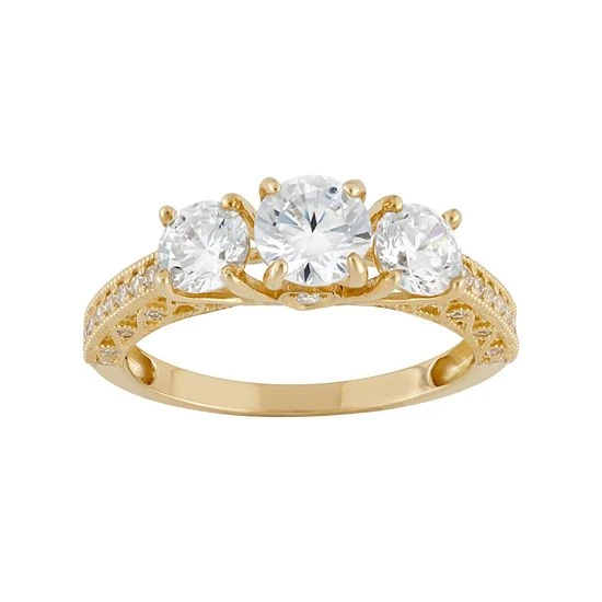 Designs By Gioelli Cubic Zirconia 3-Stone Engagement Ring In 10k Gold 3 Designs By Gioelli Cubic Zirconia 3-Stone Engagement Ring In 10k Gold