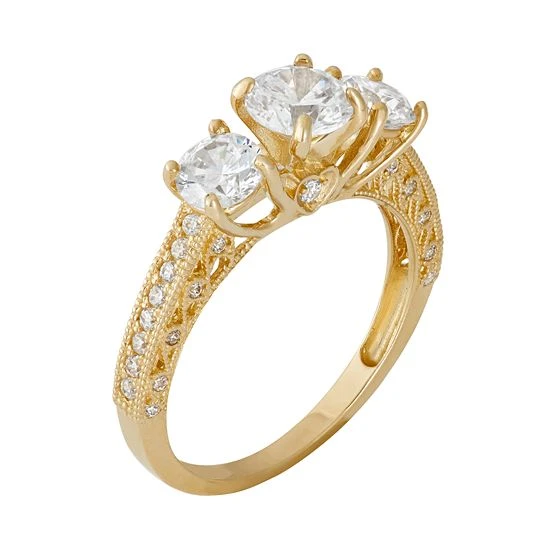 Designs By Gioelli Cubic Zirconia 3-Stone Engagement Ring In 10k Gold 4 Designs By Gioelli Cubic Zirconia 3-Stone Engagement Ring In 10k Gold - Image 2