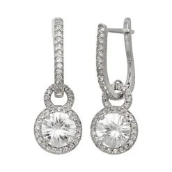 Designs By Gioelli Sterling Silver Lab-Created White Sapphire Halo Drop Earrings
