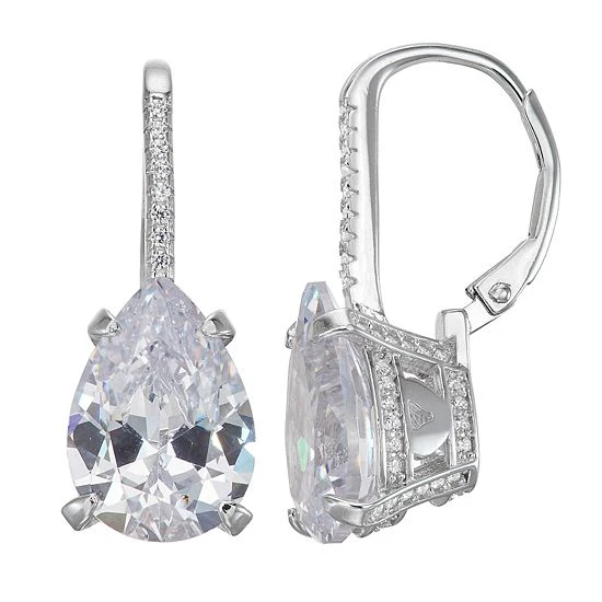 Designs By Gioelli Sterling Silver Simulated Gemstone Teardrop Leverback Earrings Simulated Blue Topaz 8 Designs By Gioelli Sterling Silver Simulated Gemstone Teardrop Leverback Earrings Simulated Blue Topaz - Image 6