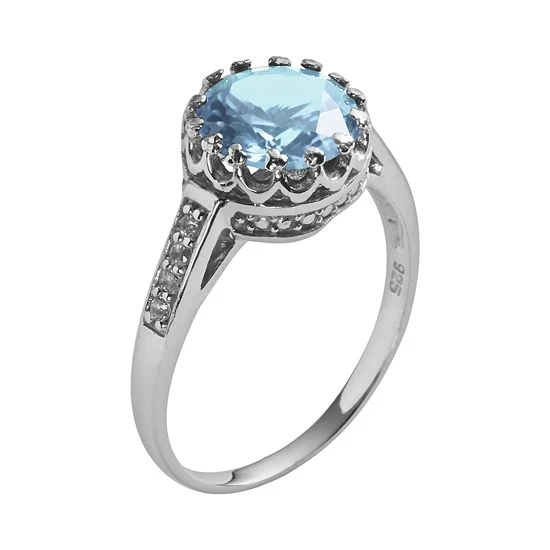 Designs By Gioelli Sterling Silver Lab-Created Aquamarine And Lab-Created White Sapphire Crown Ring 4 Designs By Gioelli Sterling Silver Lab-Created Aquamarine And Lab-Created White Sapphire Crown Ring - Image 2