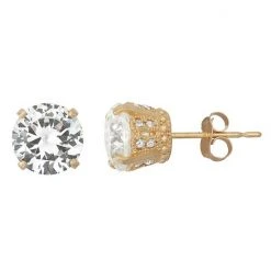 Designs By Gioelli 10k Gold Lab-Created White Sapphire & Diamond Stud Earrings