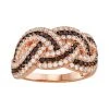 Designs By Gioelli Sterling Silver Mocha & White Cubic Zirconia Woven Ring