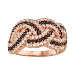 Designs By Gioelli Sterling Silver Mocha & White Cubic Zirconia Woven Ring