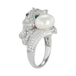 Designs By Gioelli Sterling Silver Freshwater Cultured Pearl & Cubic Zirconia Panther Ring -Designs by Gioelli Shop unnamed file 1661