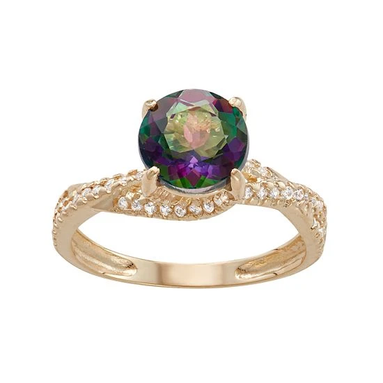 Designs By Gioelli 10k Gold Mystic Topaz & Lab-Created White Sapphire Crisscross Ring 3 Designs By Gioelli 10k Gold Mystic Topaz & Lab-Created White Sapphire Crisscross Ring