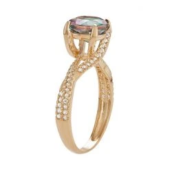 Alternative view of Designs By Gioelli 10k Gold Mystic Topaz & Lab-Created White Sapphire Crisscross Ring