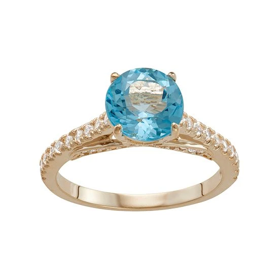 Designs By Gioelli 10k Gold Swiss Blue Topaz & Lab-Created White Sapphire Ring 3 Designs By Gioelli 10k Gold Swiss Blue Topaz & Lab-Created White Sapphire Ring