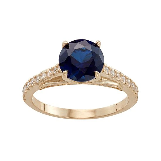Designs By Gioelli 10k Gold Lab-Created Blue & White Sapphire Ring 3 Designs By Gioelli 10k Gold Lab-Created Blue & White Sapphire Ring