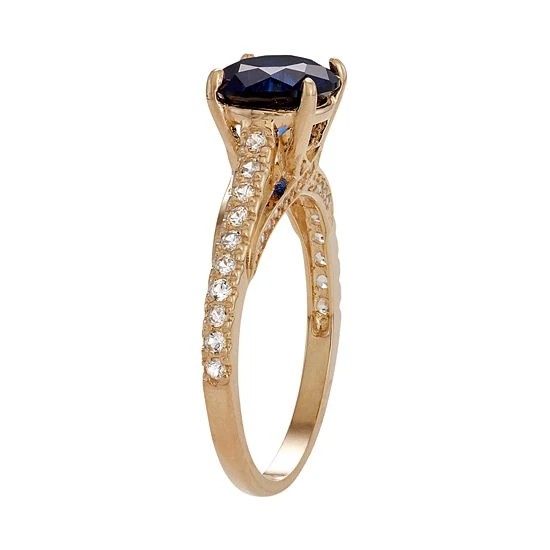 Designs By Gioelli 10k Gold Lab-Created Blue & White Sapphire Ring 4 Designs By Gioelli 10k Gold Lab-Created Blue & White Sapphire Ring - Image 2