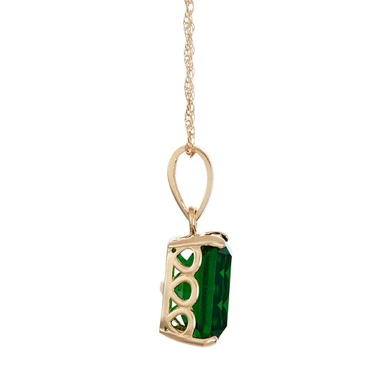 Designs By Gioelli 10k Gold Simulated Emerald Rectangle Pendant Necklace 4 Designs By Gioelli 10k Gold Simulated Emerald Rectangle Pendant Necklace - Image 2