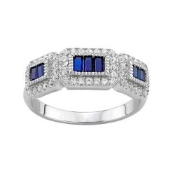 Designs By Gioelli Sterling Silver Lab-Created Blue & White Sapphire Ring