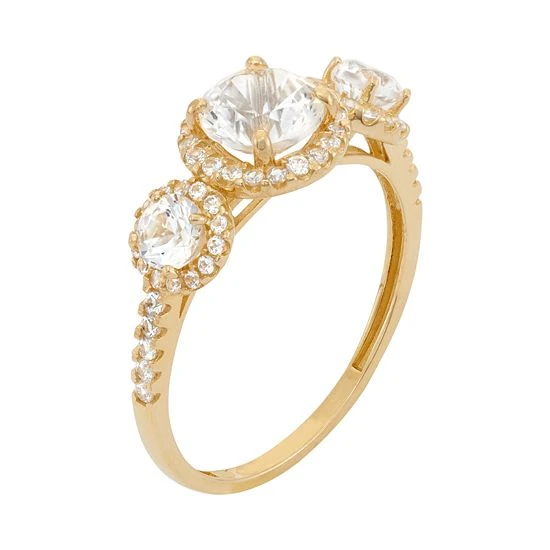 Designs By Gioelli Cubic Zirconia 3-Stone Halo Engagement Ring In 10k Gold 4 Designs By Gioelli Cubic Zirconia 3-Stone Halo Engagement Ring In 10k Gold - Image 2