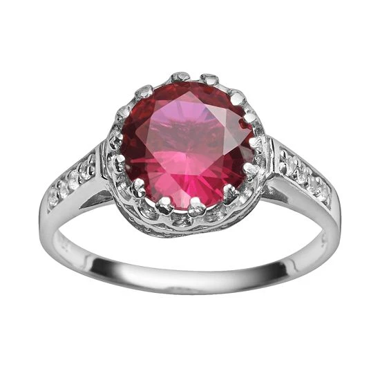 Designs By Gioelli Sterling Silver Lab-Created Ruby And Lab-Created White Sapphire Crown Ring 3 Designs By Gioelli Sterling Silver Lab-Created Ruby And Lab-Created White Sapphire Crown Ring