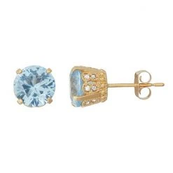 Designs By Gioelli 10k Gold Lab-Created Aquamarine & Diamond Stud Earrings