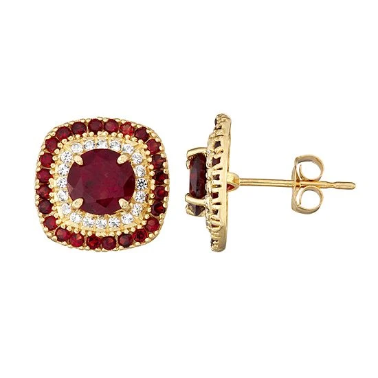 Designs By Gioelli 10K Gold Genuine Garnet Earrings 3 Designs By Gioelli 10K Gold Genuine Garnet Earrings