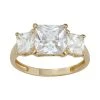 Designs By Gioelli 10k Gold 3-Stone Princess Cut Cubic Zirconia Ring Yellow