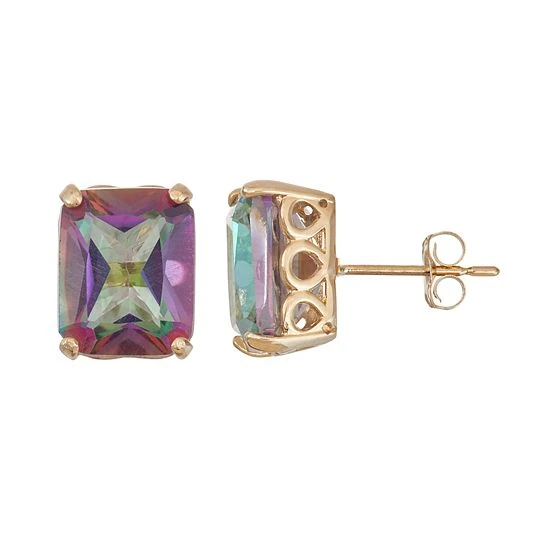 Designs By Gioelli 10k Gold Mystic Topaz Rectangle Stud Earrings 3 Designs By Gioelli 10k Gold Mystic Topaz Rectangle Stud Earrings