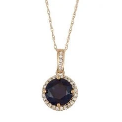 Designs By Gioelli 10k Gold Lab-Created Blue & White Sapphire Halo Pendant Necklace