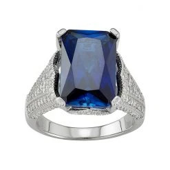 Designs By Gioelli Sterling Silver Lab-Created Blue & White Sapphire Ring