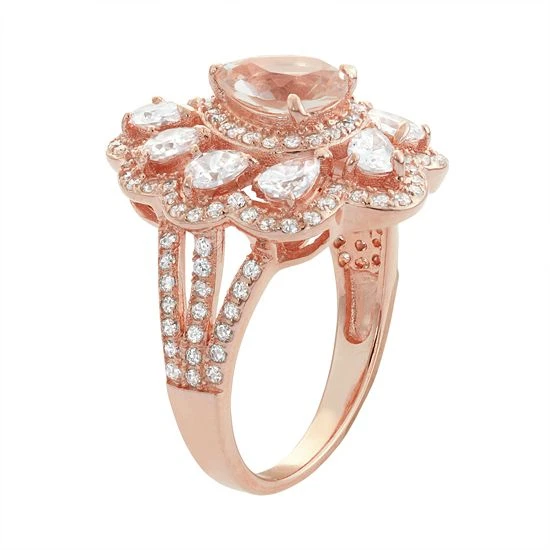 Designs By Gioelli 14k Rose Gold Over Silver Simulated Morganite & Cubic Zirconia Scalloped Ring 4 Designs By Gioelli 14k Rose Gold Over Silver Simulated Morganite & Cubic Zirconia Scalloped Ring - Image 2