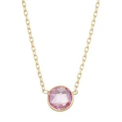 Designs By Gioelli 10k Gold Lab-Created Pink Sapphire Circle Pendant Necklace