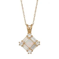 Designs By Gioelli 10k Gold Lab-Created Opal & White Sapphire Pendant Necklace