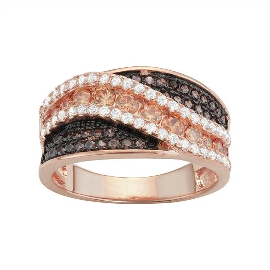 Designs By Gioelli 14k Rose Gold Over Silver Cubic Zirconia Swirl Ring 3 Designs By Gioelli 14k Rose Gold Over Silver Cubic Zirconia Swirl Ring