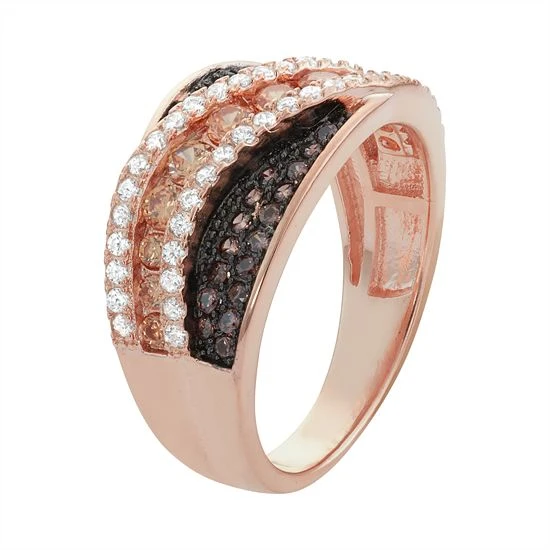 Designs By Gioelli 14k Rose Gold Over Silver Cubic Zirconia Swirl Ring 4 Designs By Gioelli 14k Rose Gold Over Silver Cubic Zirconia Swirl Ring - Image 2