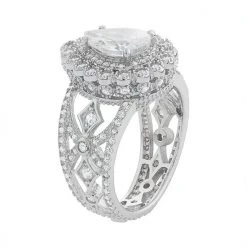 Alternative view of Designs By Gioelli Sterling Silver Cubic Zirconia Pear Halo Filigree Ring