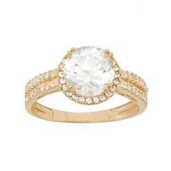 Designs By Gioelli Cubic Zirconia Halo Engagement Ring In 10k Gold